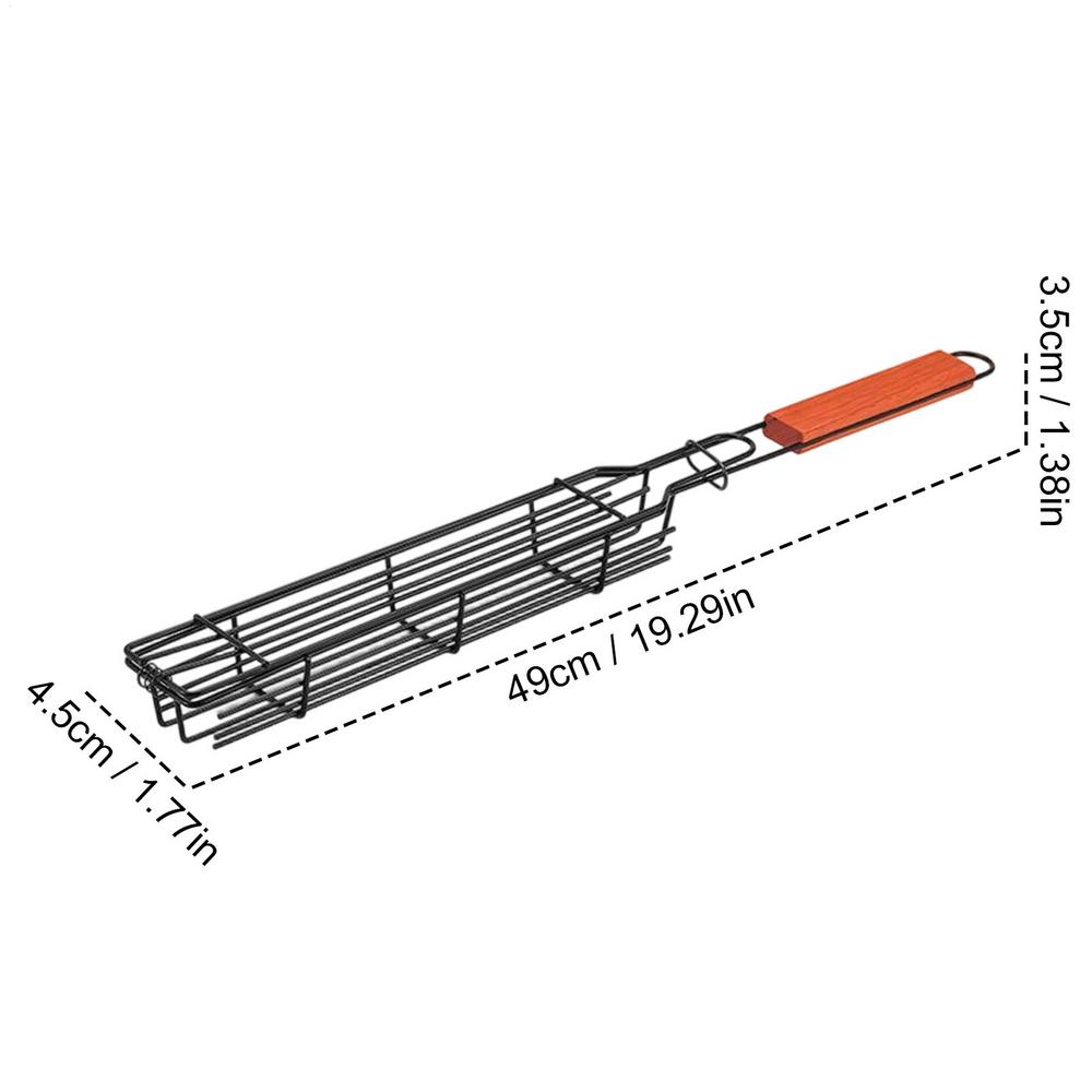 Portable BBQ Grilling Basket Stainless Steel Nonstick Barbecue Grill Basket Tools Grill Mesh for Meat Hamburger Barbecue Tools