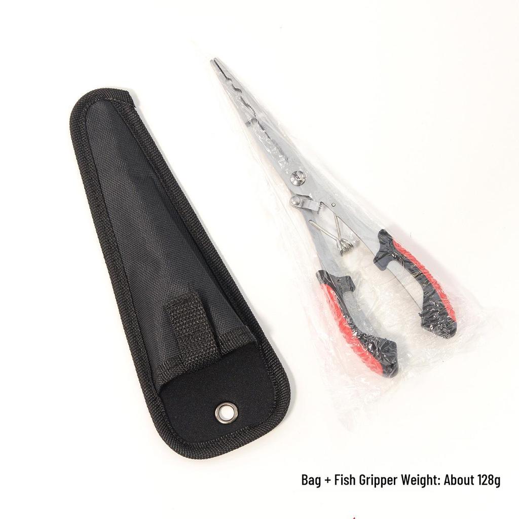 Long Nose Multifunctional Fishing Pliers: Lure, Fish Mouth Clamp, Hammer, Line Cutter, and Hook Control Tool.