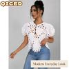 Women's Fashion Casual Solid Color Print Short Sleeve V Neck Blouses & Shirts
