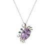 S925 Sterling Silver Japanese Small Fresh Crab Necklace Pendant Natural Colored Gemstone Collarbone Chain High Sense Does Not Fade Women