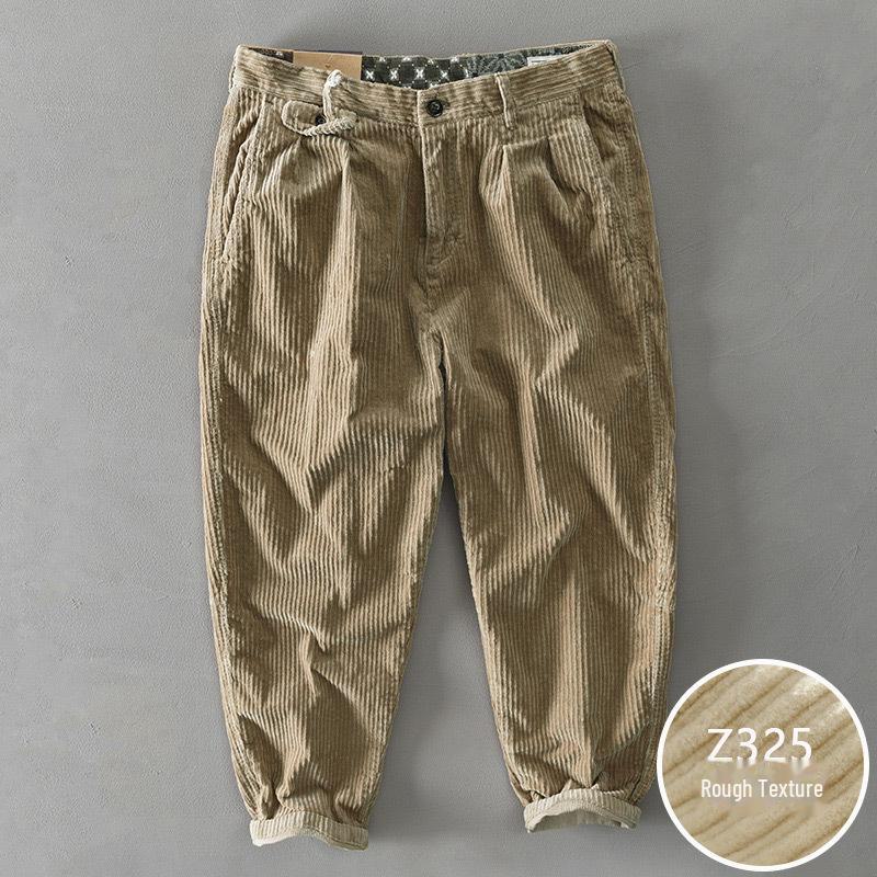 

Мужские свободные вельветовые брюки широкого кроя - стираные, слегка эластичные, в стиле ретро для осени и зимы 36 (170-180 jin) темные хаки