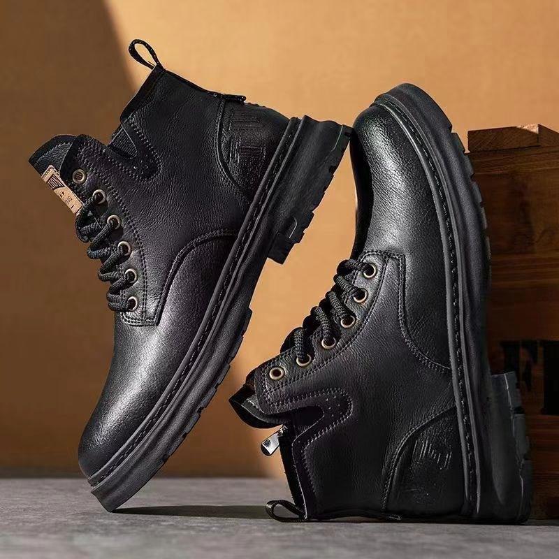 Martin Boots Men's 2025 New Autumn Douyin Same Retro High-top Casual Leather Shoes Tooling Platform Short Boots Cotton Shoes