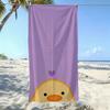 Cute Duckling Beach Towel Light Purple 2D Flat Sand Proof Quick Dry Microfiber For Yoga Diving Vacation Gift