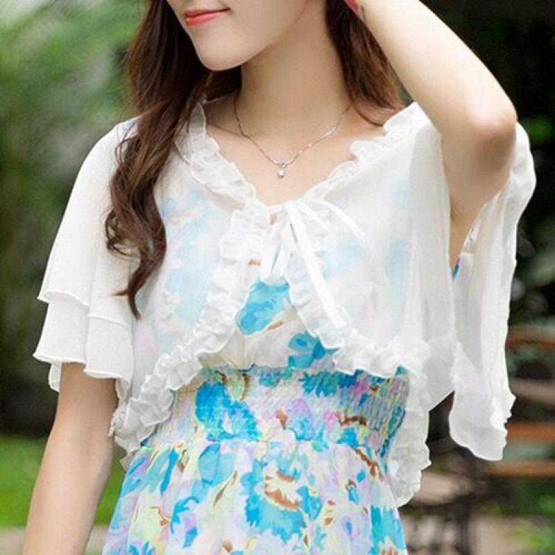 Women's Plus Size Chiffon Shawl Jacket - Short Sleeve Cardigan with Sun Protection