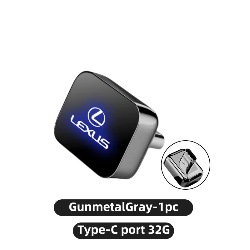 

Interior Stickers Car Accessories Metal USB Type-C Flash Drive Memory Stick Music Saver For Lexus CT ES GS NX IS250 CT200h IS300