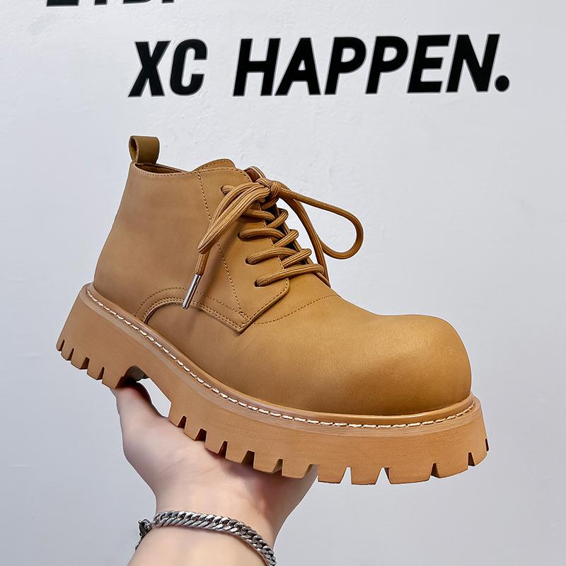 

Fashion Luxury Men Ankle Boots Vintage British Handmade Leather Shoes Dress Tooling Outdoor Boots Autumn Winter Platform Boots 38