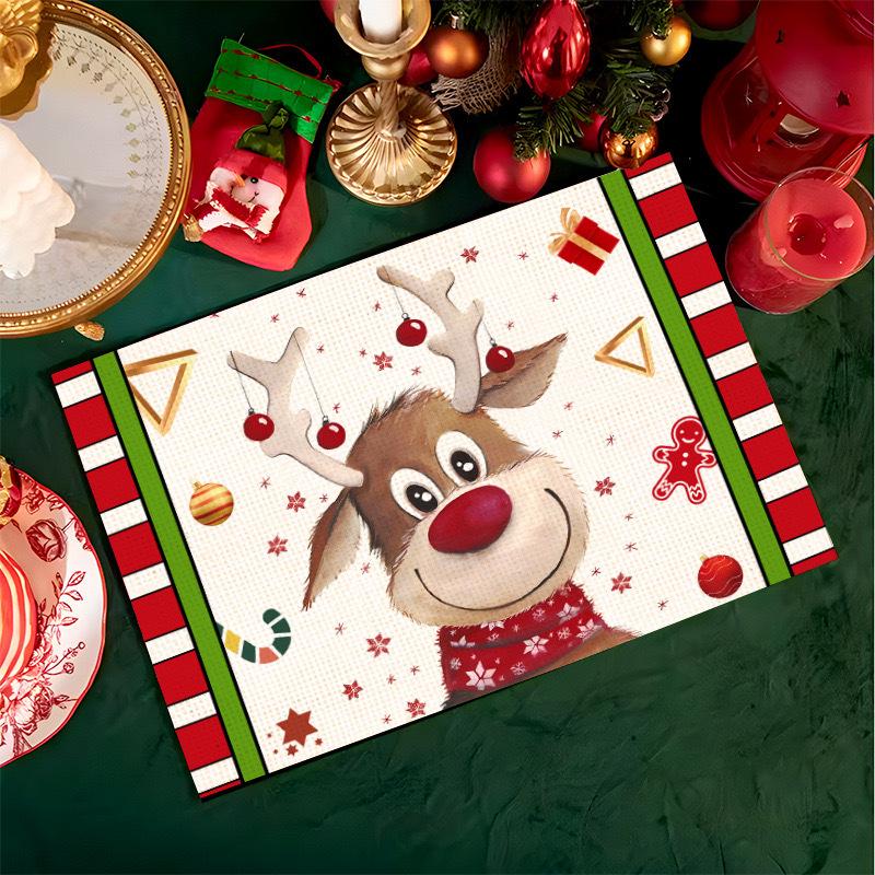 Christmas Table Mats Snowflake Tree Printed Placemats Dining Coffee Tables Decor Holiday Placemats Waterproof Festive Accessories Xmas Table Runner