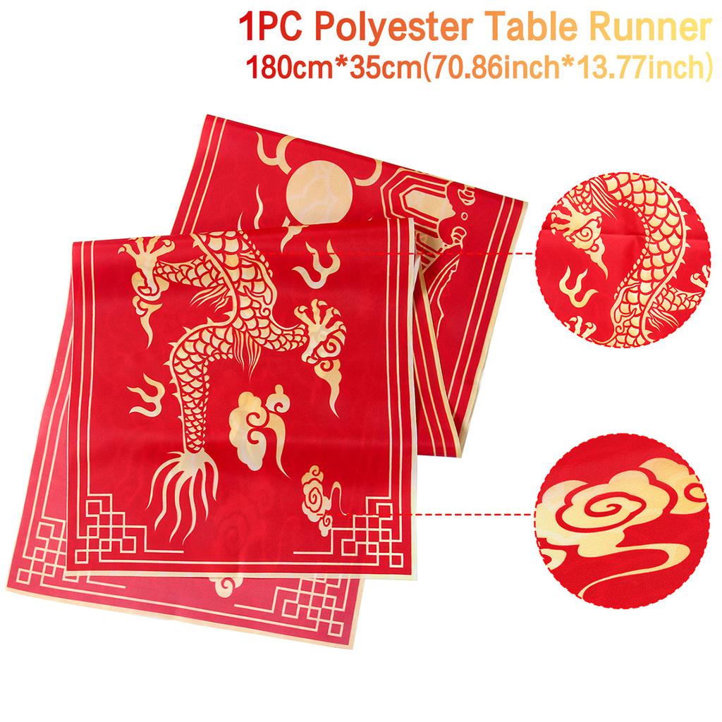 Chinese Style Table Runner Cloth Chinese New Year Decoration For Home 2024 Tablecloth Spring Festival Home Table Ornament 2024