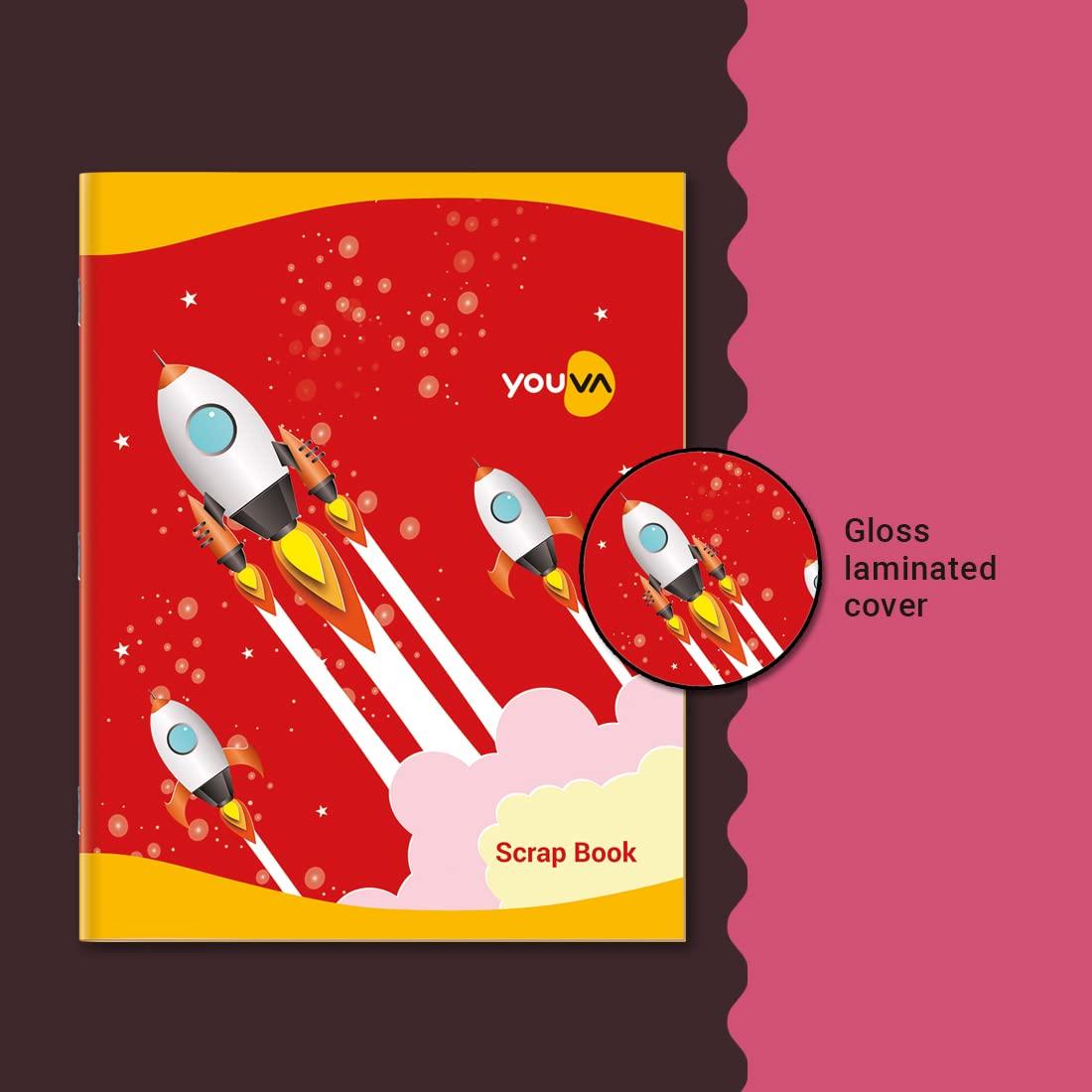 Youva Navneet | Scrap Book For Kids And Students | Soft Bound | 22Cm X 28Cm | Plain Colourful Paper Inside | 32 Pages | 22 cm X 28 cm