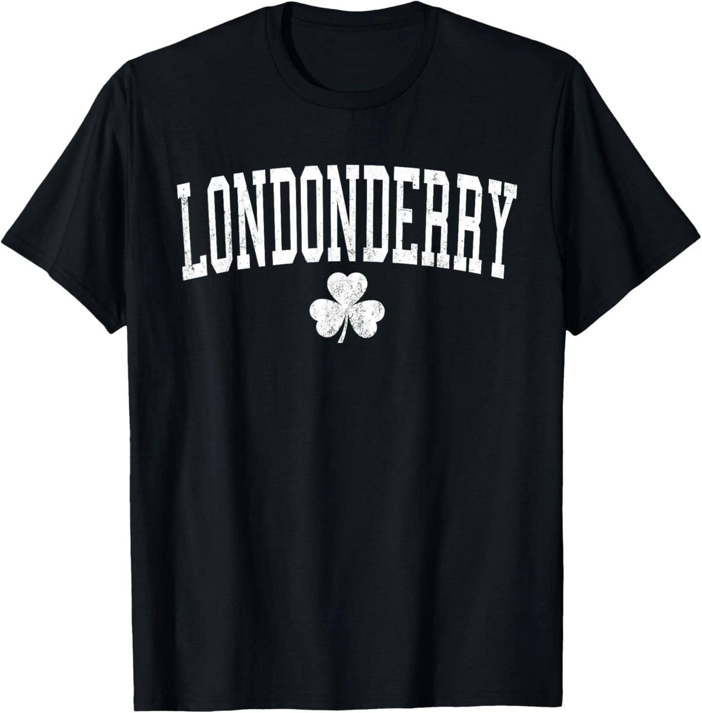 Londonderry Ireland St Patricks Day Distressed Shamrock T-Shirt XL