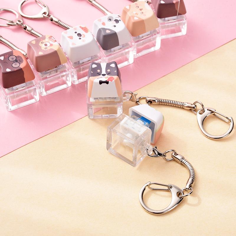 Adorable Dog PBT Stress Relief Keycap Pendant Keychain