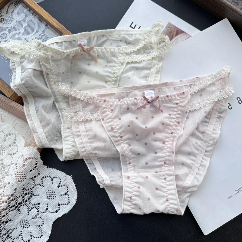 

Жіночі Весняно-Літні Милі Цукеркові Горошки Сексуальні Трусики з Мереживом з Льодяного Шовку XL рожевий