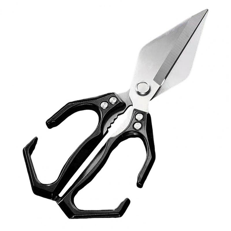 Heavy-Duty Multifunctional Kitchen Shears - Ergonomic Handle, Walnut & Fish Scale Scraper
