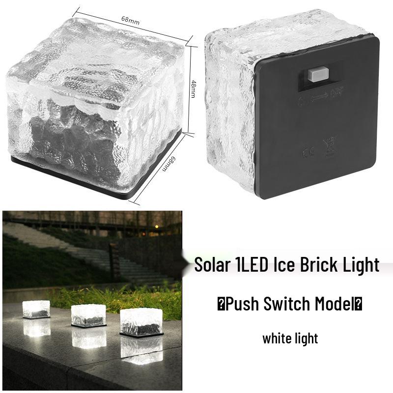 Waterproof Solar Ice Brick Garden Lights - Outdoor Glass Deck & In-Ground Lights