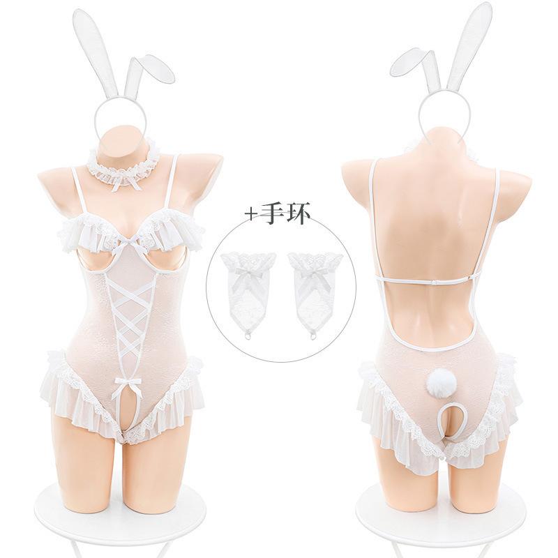 Sexy Lace Bare Chest Open Gear Tight Lace Bunny Sexy Uniform Seduction Suit Woman