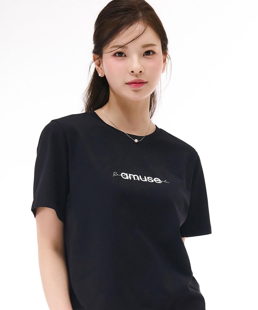 CHASECULT Women'S Essential Lettering Short Sleeve T-Shirt - Black