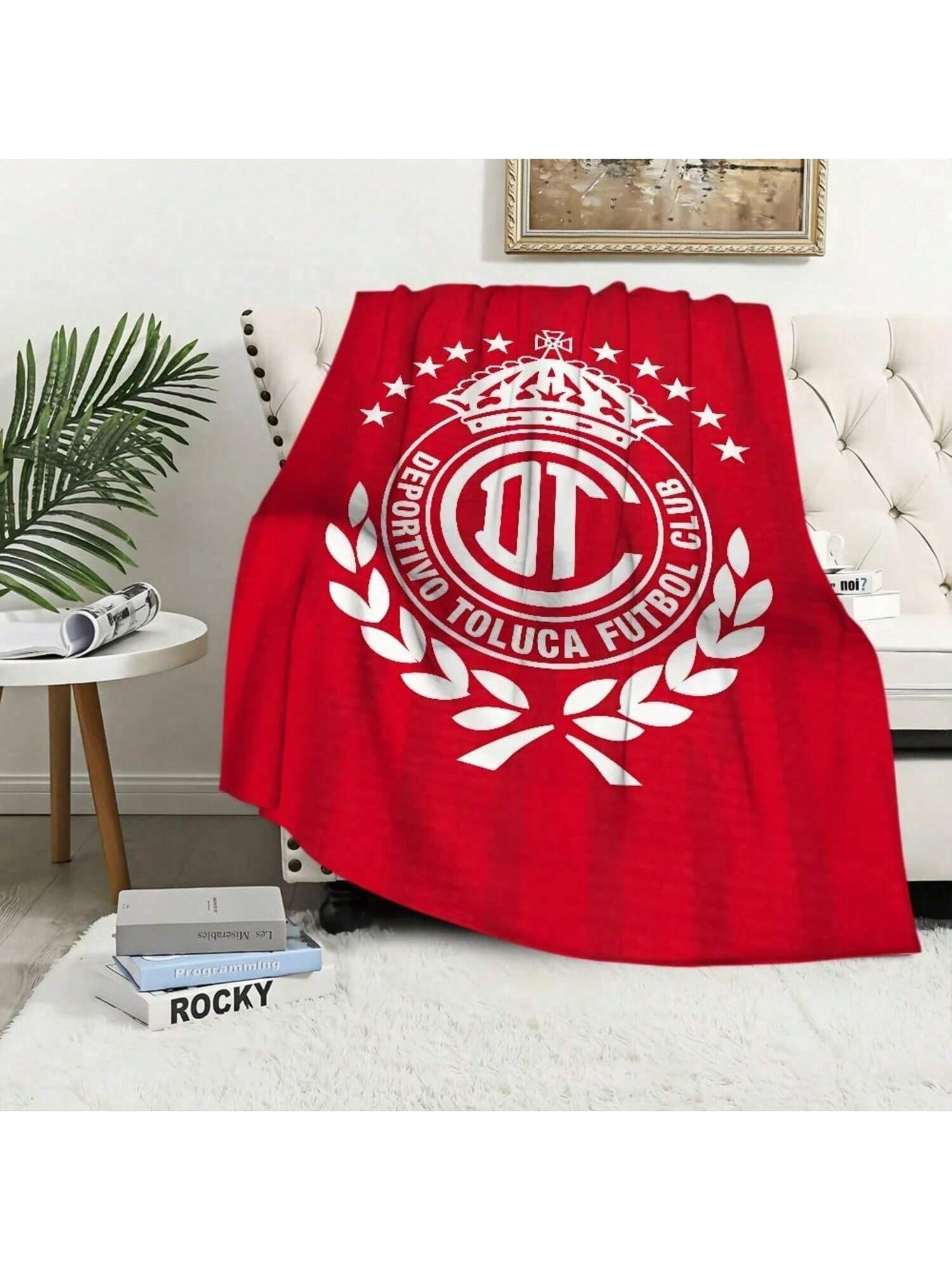 Manta De Fútbol Del Toluca FC, Manta Para Sofá, Viaje, Hogar, Senderismo, Picnic, Cama, Manta De Franela, Regalo De Cumpleaños 75X95CM