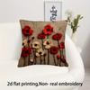 Double Sided Vintage 2D Red Poppy Flower Pillow Cover Rustic Oil Painting Floral Print Soft Throw Pillow Case For Home Decor