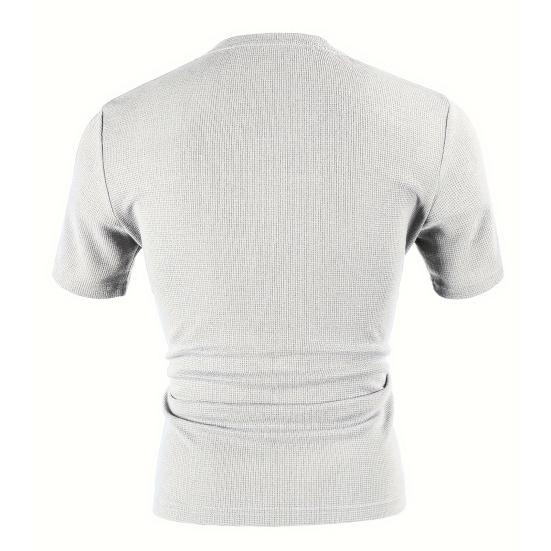 Tricou bărbați cu guler în V, mânecă scurtă, culoare solidă, Slim Fit, moale, respirabil, vară, casual, topuri, purtare zilnică