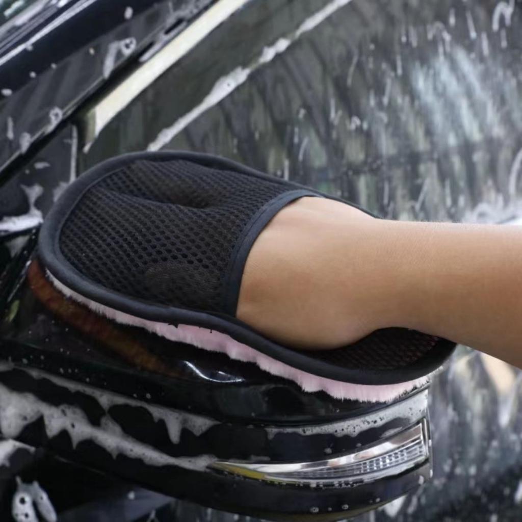 1PC Car washing gloves, wool velvet thickened car wiping gloves, car waxing gloves, bear paw car wiping cloth cleaning tools