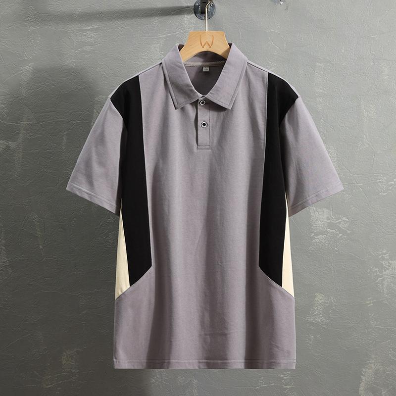 Men's Color Block Short Sleeve Polo Shirt, Casual Top with Contrast Panel Detail, Regular Fit Streetwear Style for Daily Wear