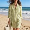 Abito estivo a righe in poliestere con colletto a camicia per vacanze casual al mare