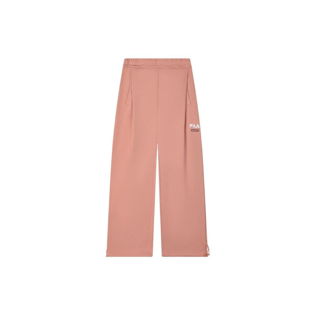 Fila Solid Color Logo Mid Waist Straight Leg Casual Pants Women Bottoms Pink F51W349605A-PK