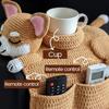 Borsa Portaoggetti a Forma di Divano per Cani all'Uncinetto, Decorazione Portaoggetti da Bracciolo per Divano Intrecciato per Animali Domestici, Con 2 Tasche e Un Portabicchieri
