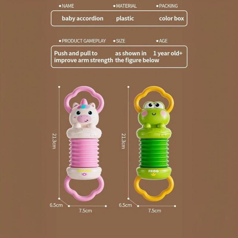 Baby Accordion Sensory Toy With Cute Frog Designs Soft Sound Effect For Infants Early Education Toddlers Play