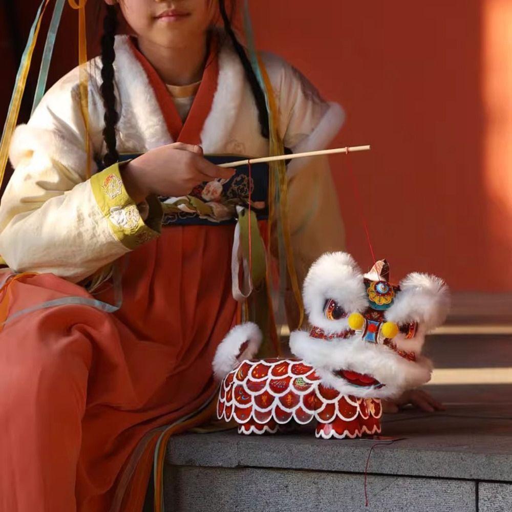 Handmade Lion Dance Lantern Year of The Horse Traditional New Year Lantern Chinese Style Portable DIY Material Package