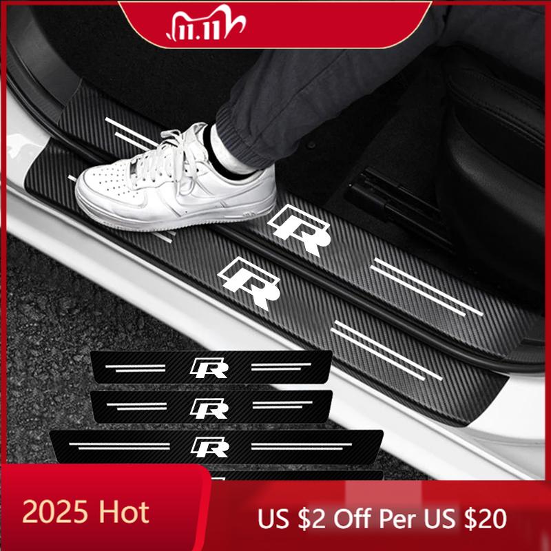 2026 Heißer Aufkleber Hochwertiger Karbonfaser Auto Türschwellerschutz Aufkleber Für Volkswagen R Golf Tiguan Jetta Transporter Passat