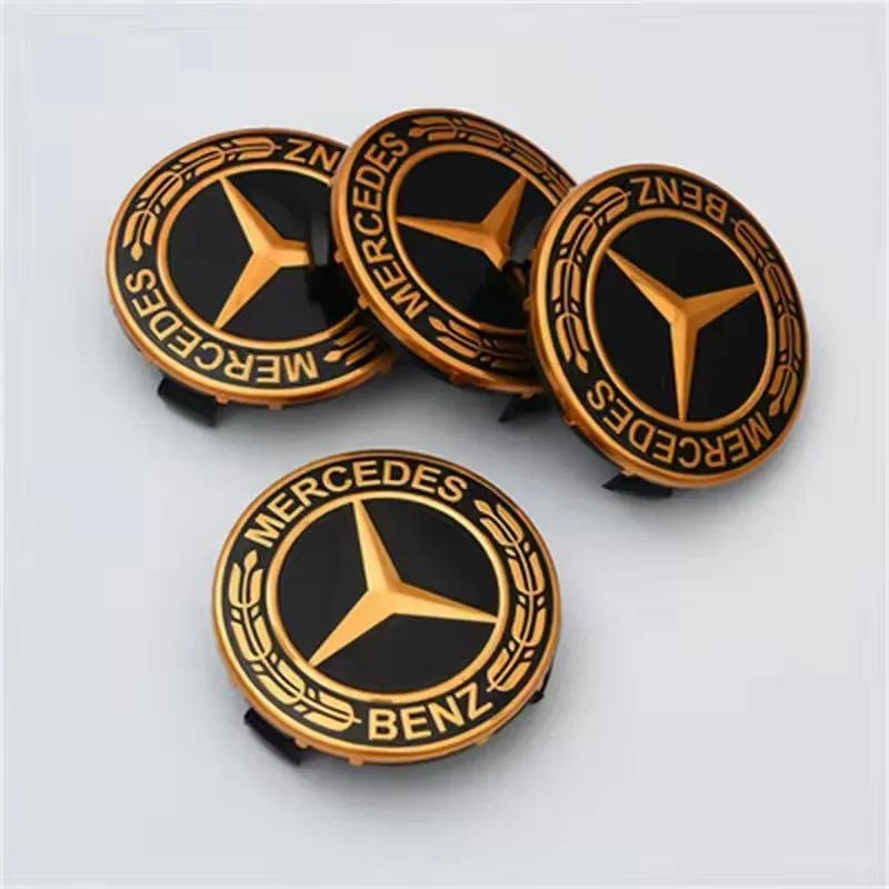 C200 E200 For Mercedes Benz 4PCS 75mm Car Wheel Center Cap Hub Covers Badge Accessories for Mercedes Benz AMG C E S GLE CLC Clas