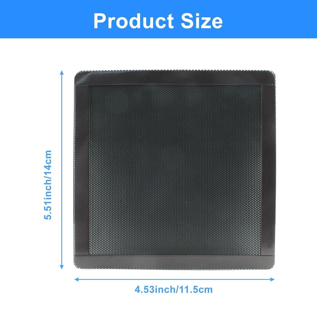 4Pcs PC Dust Filter Mesh, 140mm Magnetic Dust Cover PVC Computer Case Fan Filter, Washable and Reusable Dust Proof Fan Grill Mesh