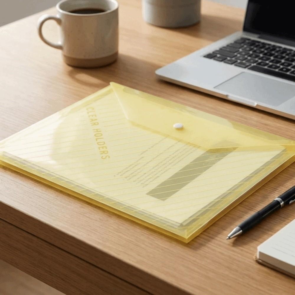 20 pcs Clear Plastic Snap Button File Folders Multi Color Exam Paper Storage Bag Student