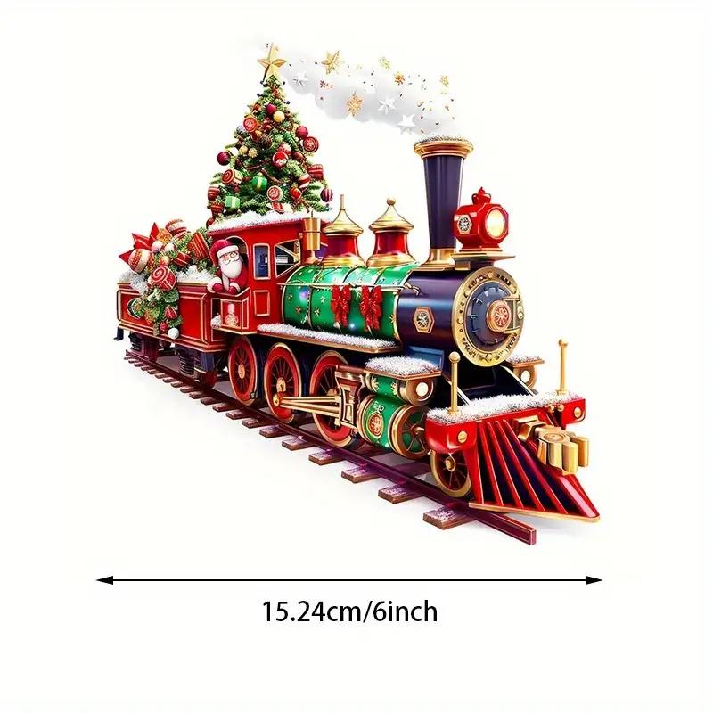 

1 шт. 6-дюймовый поезд Санта-Клауса с красным локомотивом, рождественской елкой и подарками - украшение для поезда под рождественскую елку, наклейка на автомобиль снаружи