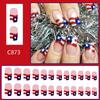 24 Pcs Independence Day False Nail Short Press On Nail French Tip Acrylic Nail 4th of July Full Cover Stick on Nail