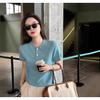 Korean Style Slimming Polo Collar Knit Shirt - Women's Casual Summer Pullover