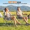 Camping Chair Set of 2 Portable Folding Outdoor Camp Chair with Cup Holders and Carry Bag Grey