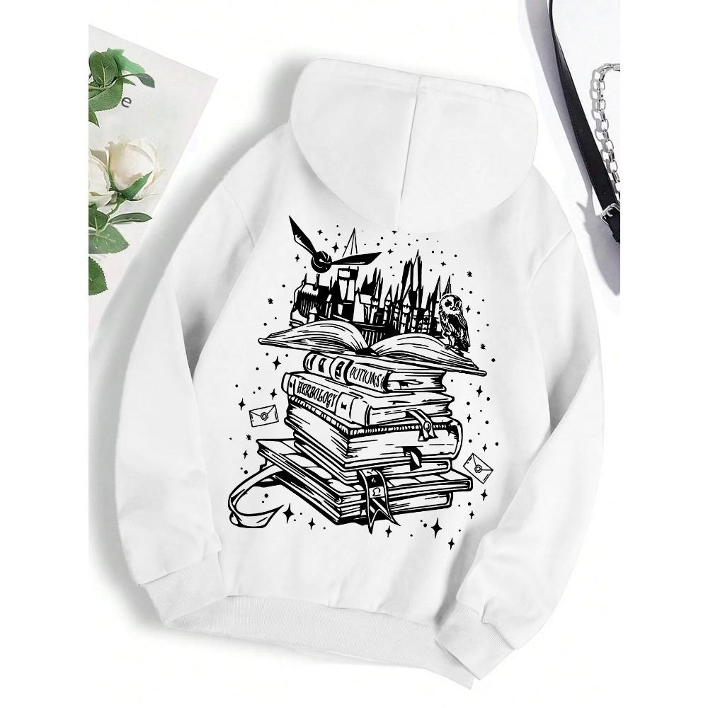 A Funny Book Printed Sweatshirt Women Harajuku Casual Loose Hooded Fashion Soft Comfortable Hoodies Autumn Warm Female Clothes