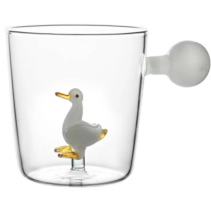Cute Glass Cup Italy Famous Design Animal Glassware Drink Tumbler Milk Water Teacup 300ml Clear Niche Coffee Mug Dropshipping