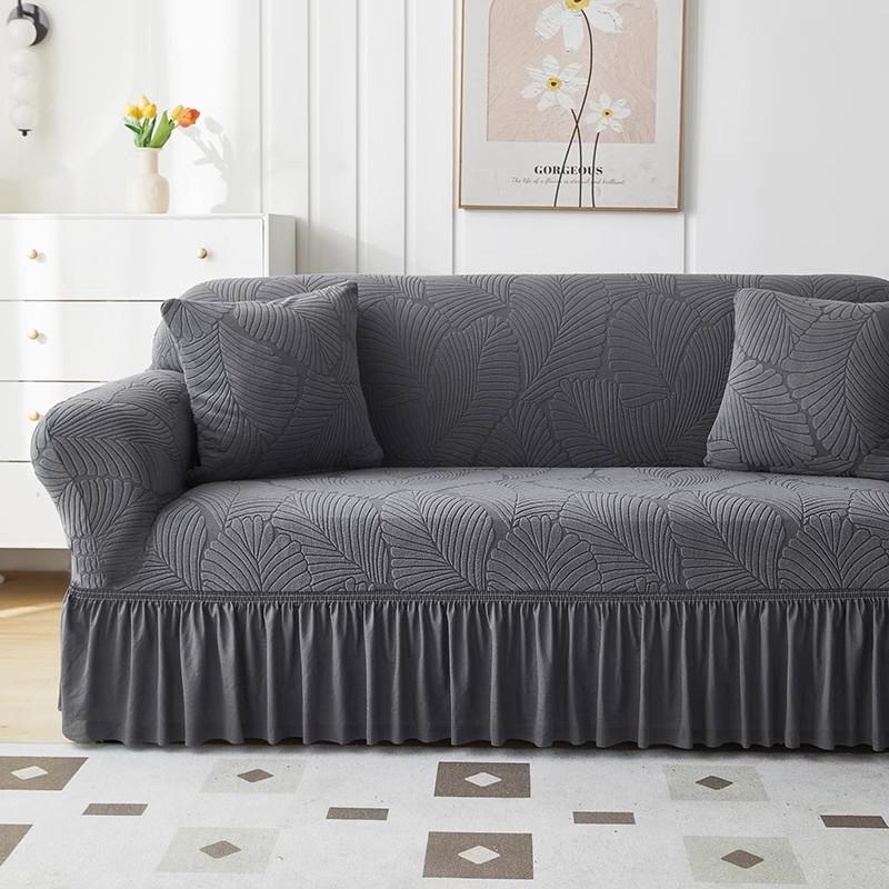 New Skirted Sofa Cover All Purpose  Four Season Anti Cat Scratch  Straight Row Three Seat Sofa Cover Cloth
