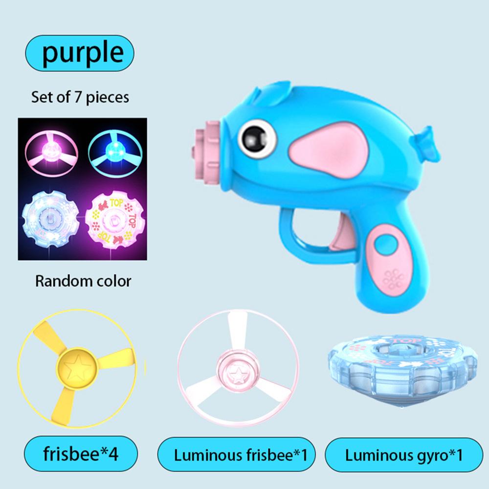 Children Saucer Launcher Pistol Outdoor Spinning Top Toys Flying Disc Bamboo Dragonfly Ejection Luminous Gyroscope Gun