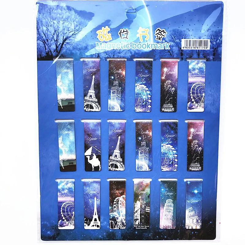 18pcs/set Colorful Cats Kawaii Flowers Magnetic Bookmarks Stars Cartoon Animal Sakura Daily Magnet Book Mark For Children Kids