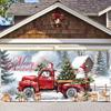 2D Retro Truck with Christmas Tree and Gifts Photography Background