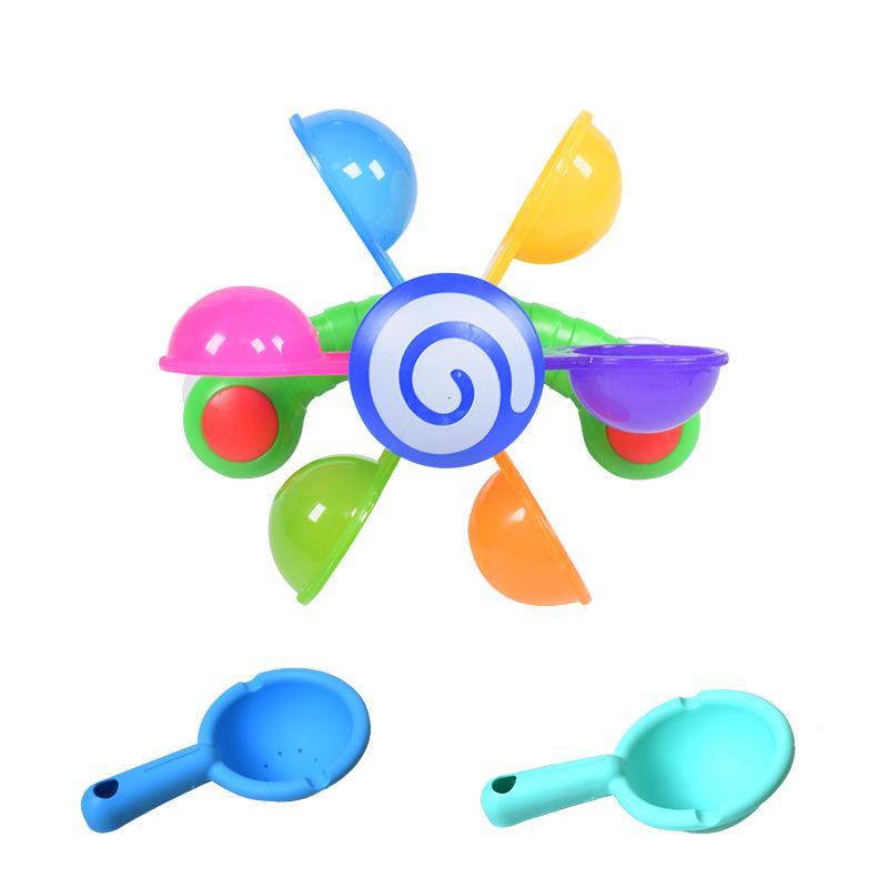 Rainbow Sucker Windmill Bath Toy Water Spray Colorful Waterwheel Interactive Fun Toy for Toddlers Baby Bath Time Play