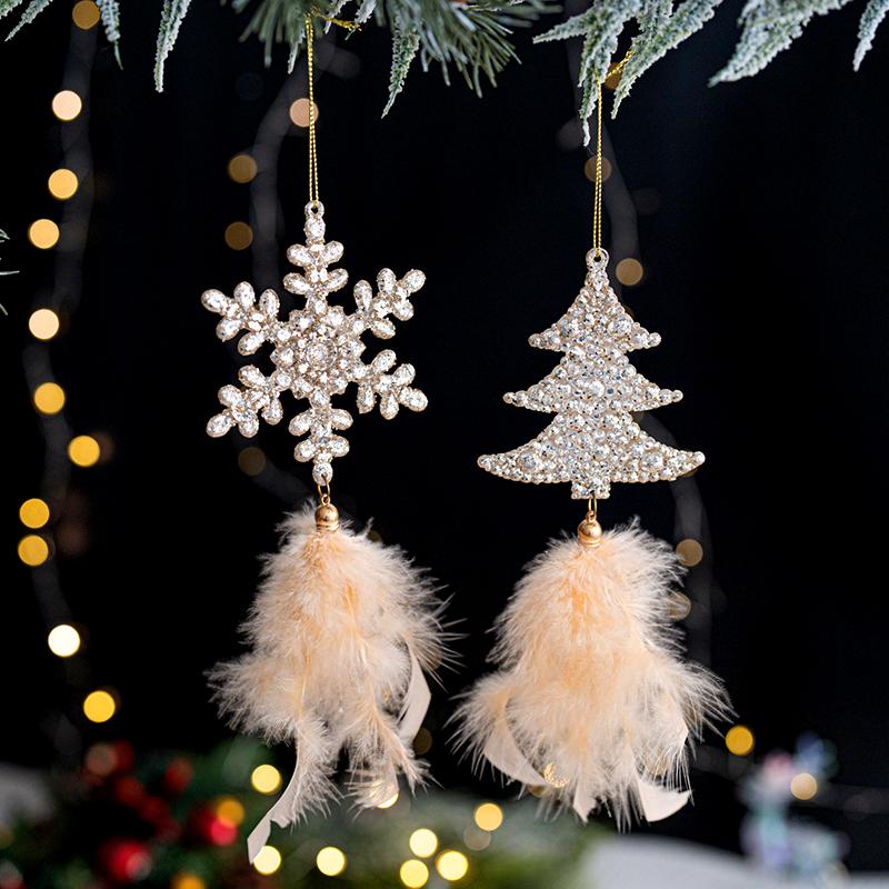 1Pc Atmosphere Holiday Feather Pendant Christmas Pendant Gift Christmas Feather Decoration Christmas Elements