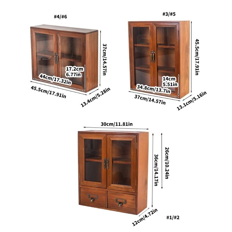 Wooden Desktop Organizers Cabinet with Glass Door for Cosmetics, Stationery, Small Kitchen Items and Decors Use