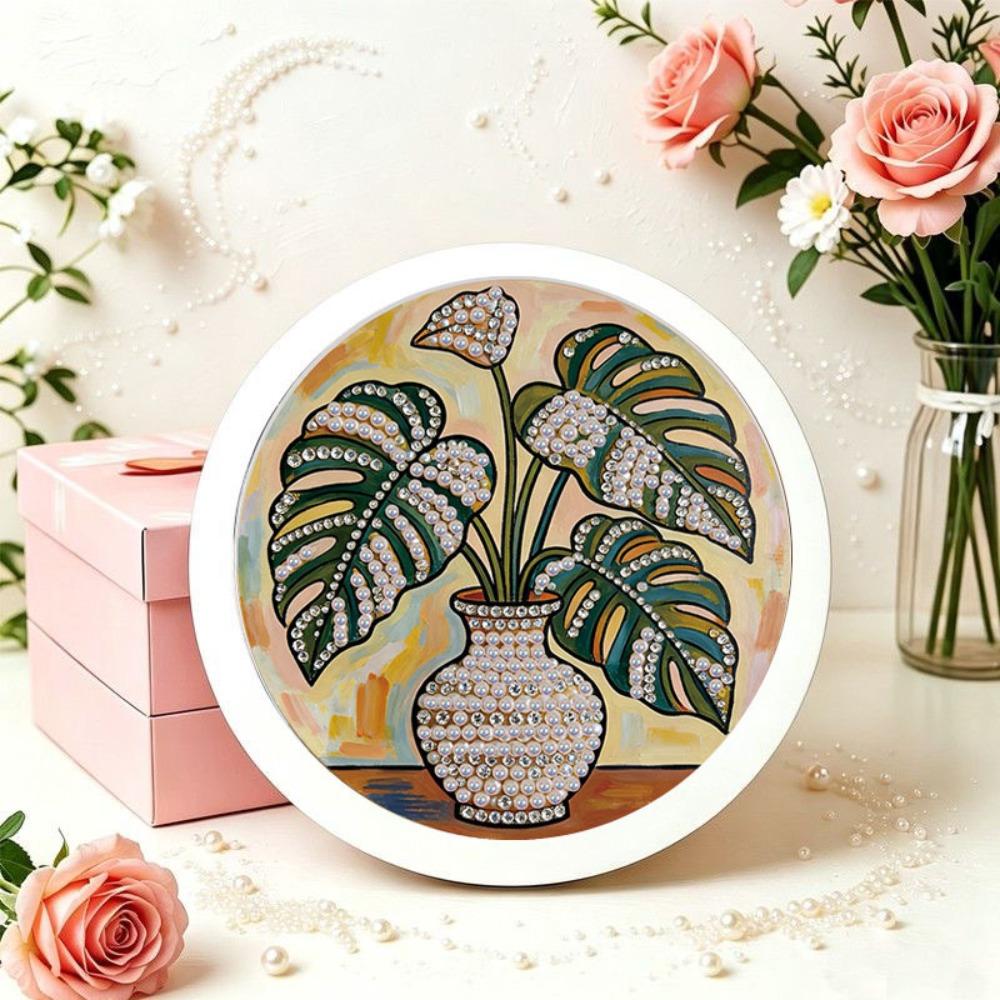 Flower Round Shape Pearl Painting Hand-Pasted Self-Adhesive Paintings  Bedroom Decorative