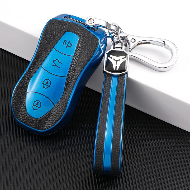 Geely Boyue Pro Key Case - Trendy Protective Leather Shell with Buckle for Xingyue S Remote