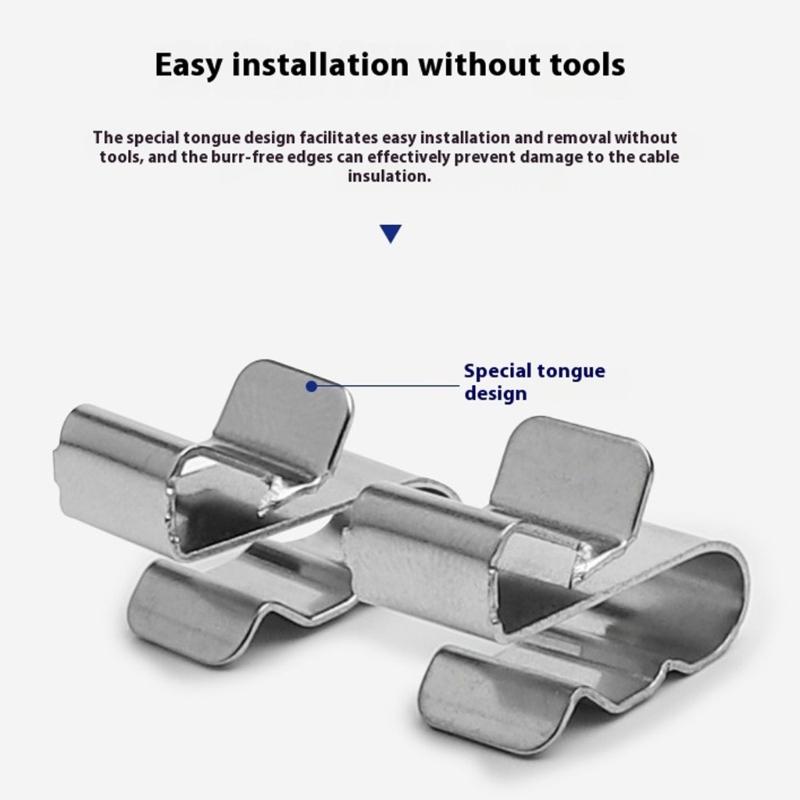 50Pcs Stainless Steel Solar Cable Clamps Solar Cable Fastener Organizers Solar Panel Wire Clamp Easy To Install